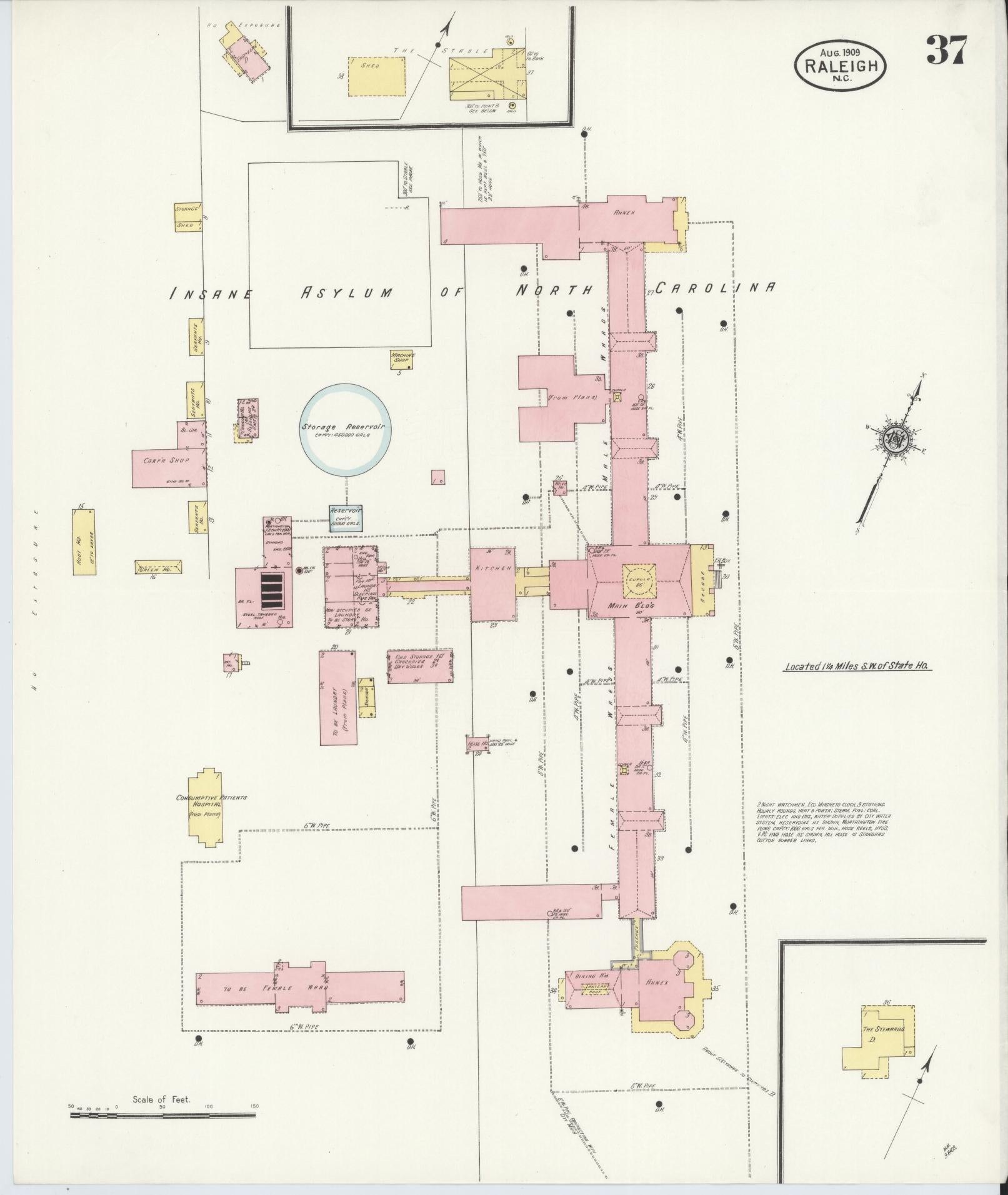 Sanborn Fire Insurance Map from Raleigh, Wake County, North Carolina (1909), Sheet #0037 - Complete Map Set gallery image, historic Sanborn map, vintage wall art, North Carolina North Carolina
