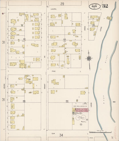 Sanborn Fire Insurance Map from Napa, Napa County, California (1910), Sheet #0032 - Complete Map Set gallery image, historic Sanborn map, vintage wall art, California California