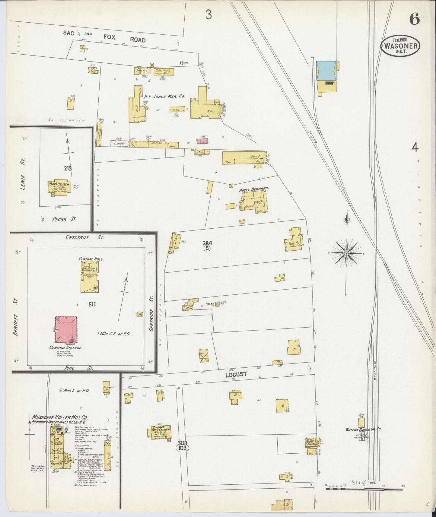Sanborn Fire Insurance Map from Wagoner, Wagoner County, Oklahoma (1900), Sheet #0006 - Complete Map Set gallery image, historic Sanborn map, vintage wall art, Oklahoma Oklahoma