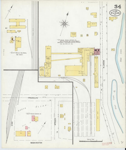 Sanborn Fire Insurance Map from Olean, Cattaraugus County, New York (1904), Sheet #0034 - Complete Map Set gallery image, historic Sanborn map, vintage wall art, New York New York