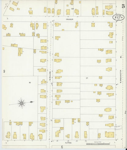 Sanborn Fire Insurance Map from Bath, Steuben County, New York (1904), Sheet #0005 - Complete Map Set gallery image, historic Sanborn map, vintage wall art, New York New York