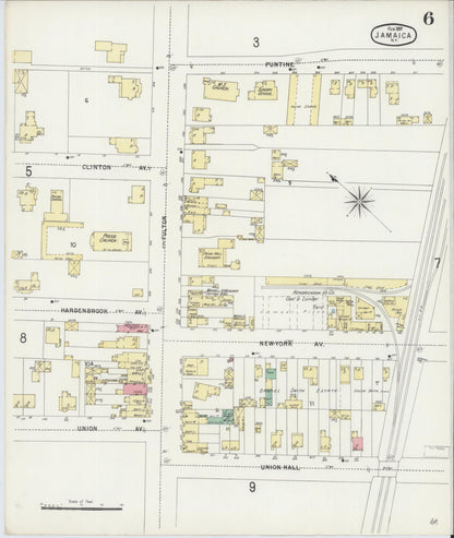 Sanborn Fire Insurance Map from Jamaica, Queens County, New York (1897), Sheet #0006 - Historic Sanborn Fire Insurance Map Print, vintage old map wall art, antique decor, genealogy gift, New York New York map