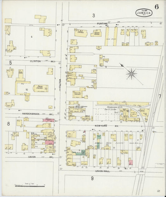 Sanborn Fire Insurance Map from Jamaica, Queens County, New York (1897), Sheet #0006 - Historic Sanborn Fire Insurance Map Print, vintage old map wall art, antique decor, genealogy gift, New York New York map