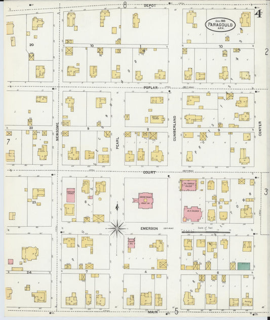 Sanborn Fire Insurance Map from Paragould, Greene County, Arkansas (1903), Sheet #0004 - Historic Sanborn Fire Insurance Map Print, vintage old map wall art, antique decor, genealogy gift, Arkansas Arkansas map