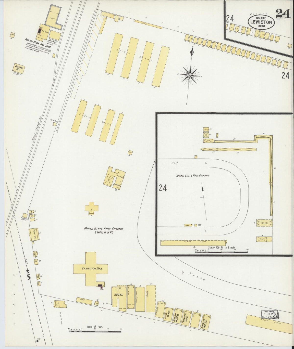 Sanborn Fire Insurance Map from Lewiston, Androscoggin County, Maine (1902), Sheet #0024 - Complete Map Set gallery image, historic Sanborn map, vintage wall art, Maine Maine