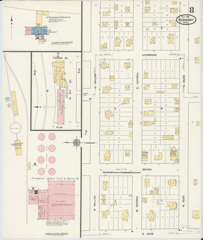 Sanborn Fire Insurance Map from Fairmont, Martin County, Minnesota (1911), Sheet #0008 - Historic Sanborn Fire Insurance Map Print, vintage old map wall art, antique decor, genealogy gift, Minnesota Minnesota map