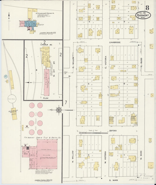 Sanborn Fire Insurance Map from Fairmont, Martin County, Minnesota (1911), Sheet #0008 - Historic Sanborn Fire Insurance Map Print, vintage old map wall art, antique decor, genealogy gift, Minnesota Minnesota map