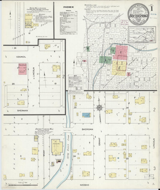 Sanborn Fire Insurance Map from Baxter Springs, Cherokee County, Kansas. (1913) – Historic Sanborn Fire Insurance Map Print