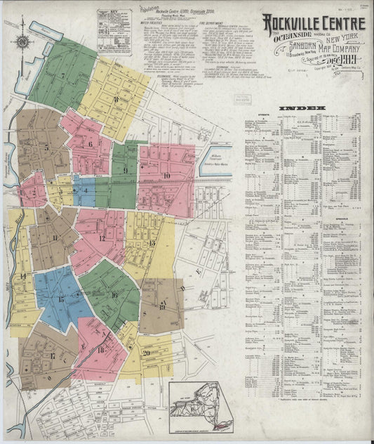 Sanborn Fire Insurance Map from Rockville Centre, Nassau County, New York (1919), Sheet #0001 - Complete Map Set gallery image, historic Sanborn map, vintage wall art, New York New York
