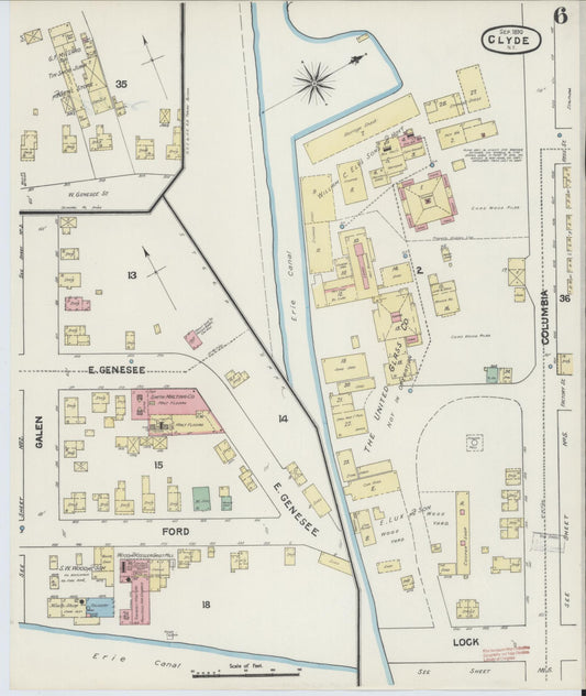 Sanborn Fire Insurance Map from Clyde, Wayne County, New York (1890), Sheet #0006 - Historic Sanborn Fire Insurance Map Print, vintage old map wall art, antique decor, genealogy gift, New York New York map