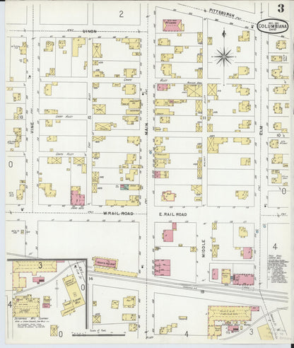 Sanborn Fire Insurance Map from Columbiana, Columbiana County, Ohio (1901), Sheet #0003 - Historic Sanborn Fire Insurance Map Print, vintage old map wall art, antique decor, genealogy gift, Ohio Ohio map