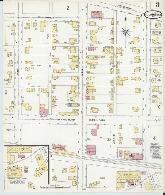 Sanborn Fire Insurance Map from Columbiana, Columbiana County, Ohio (1901), Sheet #0003 - Historic Sanborn Fire Insurance Map Print, vintage old map wall art, antique decor, genealogy gift, Ohio Ohio map