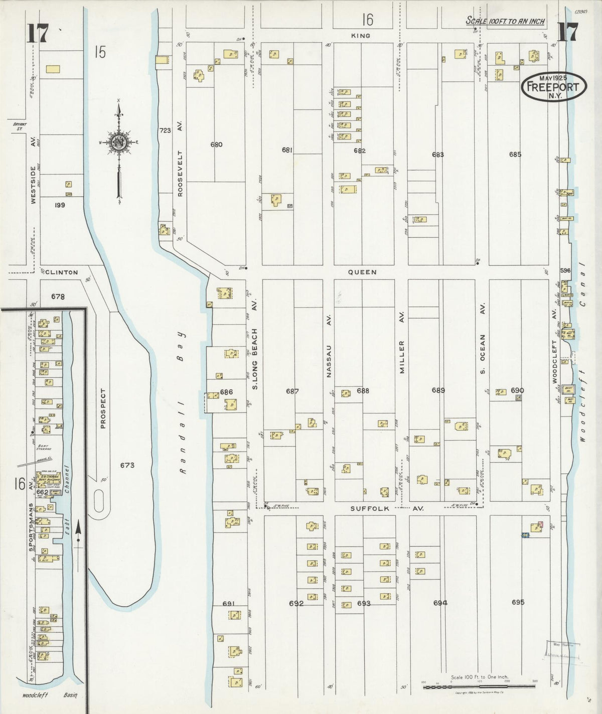 Sanborn Fire Insurance Map from Freeport, Nassau County, New York (1925), Sheet #0017 - Complete Map Set gallery image, historic Sanborn map, vintage wall art, New York New York