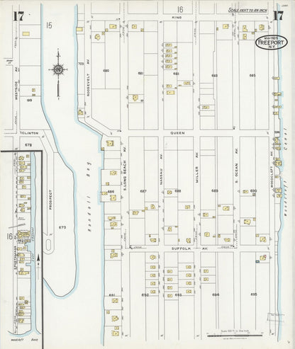 Sanborn Fire Insurance Map from Freeport, Nassau County, New York (1925), Sheet #0017 - Complete Map Set gallery image, historic Sanborn map, vintage wall art, New York New York