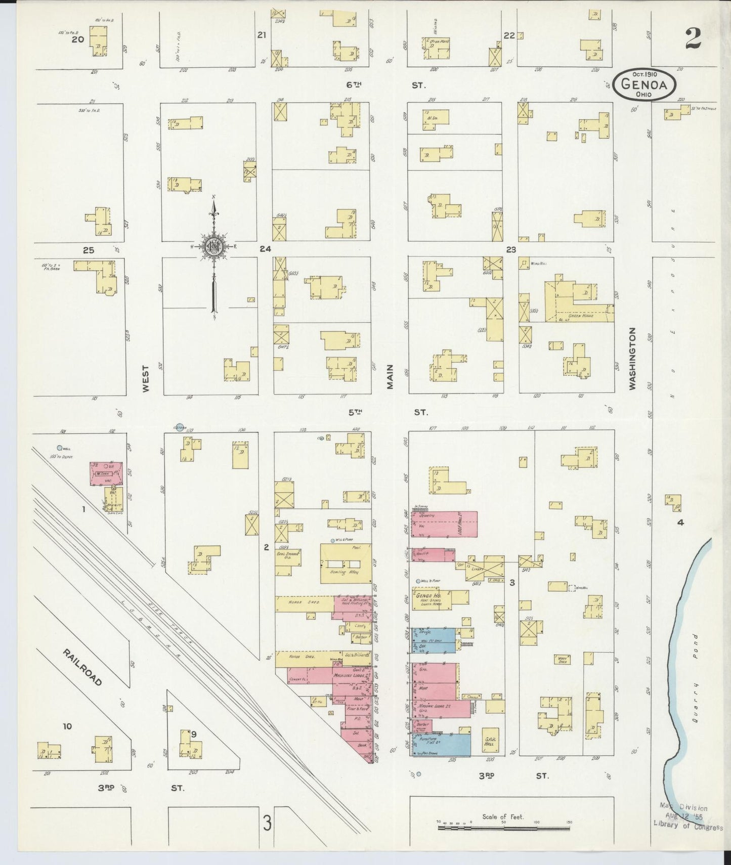 Sanborn Fire Insurance Map from Genoa, Ottawa County, Ohio (1910), Sheet #0002 - Complete Map Set gallery image, historic Sanborn map, vintage wall art, Ohio Ohio