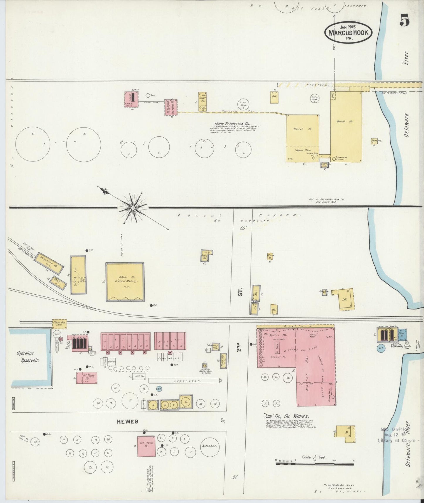 Sanborn Fire Insurance Map from Marcus Hook, Chester County, Pennsylvania (1905), Sheet #0005 - Complete Map Set gallery image, historic Sanborn map, vintage wall art, Pennsylvania Pennsylvania