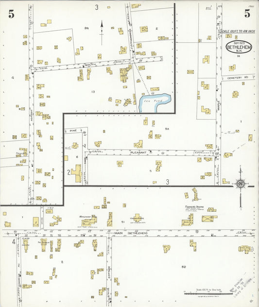Sanborn Fire Insurance Map from Bethlehem, Grafton County, New Hampshire (1923), Sheet #0005 - Historic Sanborn Fire Insurance Map Print, vintage old map wall art, antique decor, genealogy gift, New Hampshire New Hampshire map