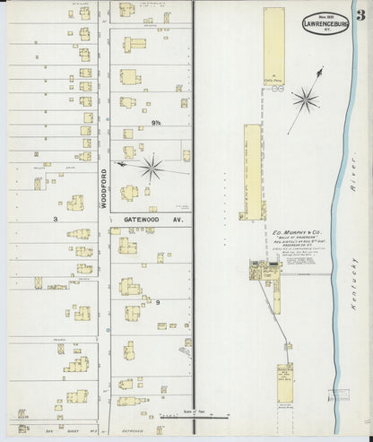 Sanborn Fire Insurance Map from Lawrenceburg, Anderson County, Kentucky (1891), Sheet #0003 - Complete Map Set gallery image, historic Sanborn map, vintage wall art, Kentucky Kentucky