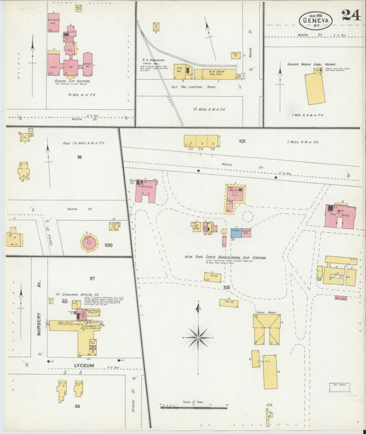 Sanborn Fire Insurance Map from Geneva, Ontario County, New York (1903), Sheet #0024 - Historic Sanborn Fire Insurance Map Print, vintage old map wall art, antique decor, genealogy gift, New York New York map