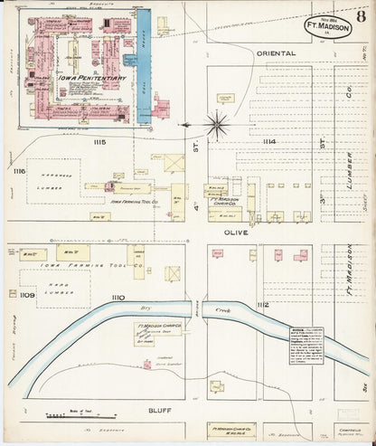 Sanborn Fire Insurance Map from Fort Madison, Lee County, Iowa (1884), Sheet #0008 - Historic Sanborn Fire Insurance Map Print