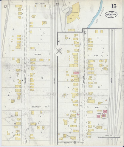 Sanborn Fire Insurance Map from Waukegan, Lake County, Illinois (1906), Sheet #0015 - Historic Sanborn Fire Insurance Map Print, vintage old map wall art, antique decor, genealogy gift, Illinois Illinois map