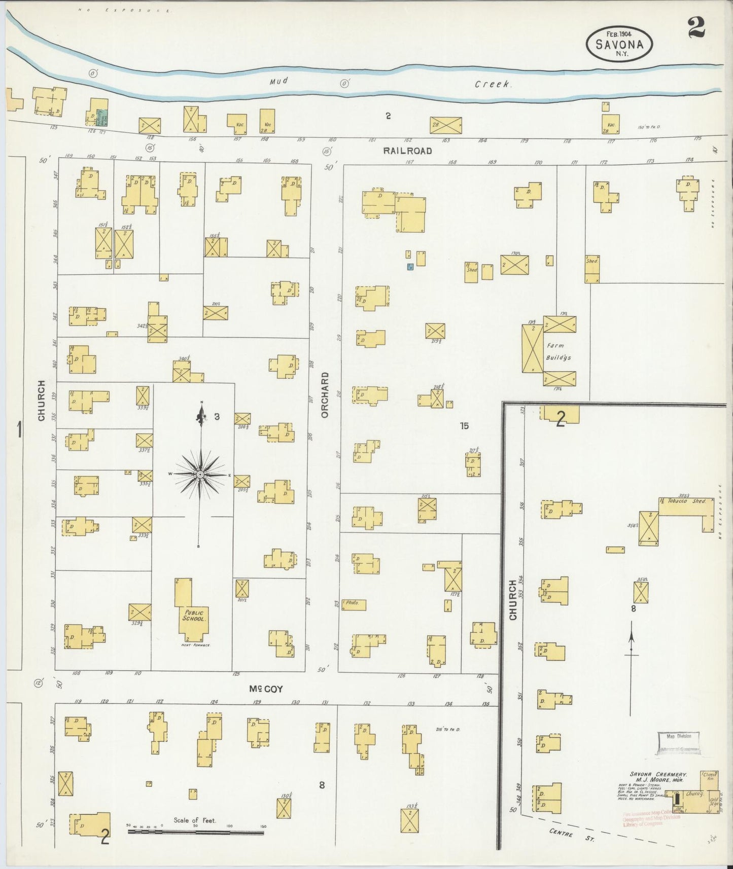 Sanborn Fire Insurance Map from Savona, Steuben County, New York (1904), Sheet #0002 - Historic Sanborn Fire Insurance Map Print, vintage old map wall art, antique decor, genealogy gift, New York New York map