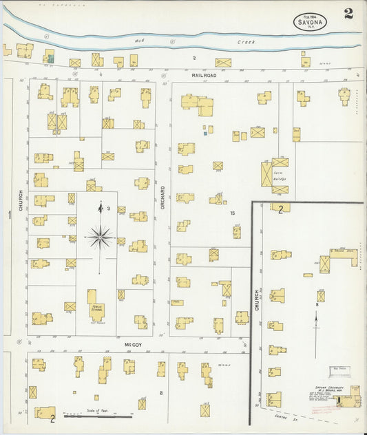 Sanborn Fire Insurance Map from Savona, Steuben County, New York (1904), Sheet #0002 - Historic Sanborn Fire Insurance Map Print, vintage old map wall art, antique decor, genealogy gift, New York New York map