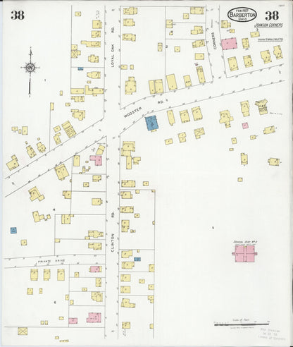 Sanborn Fire Insurance Map from Barberton, Summit County, Ohio (1927), Sheet #0038 - Complete Map Set gallery image, historic Sanborn map, vintage wall art, Ohio Ohio