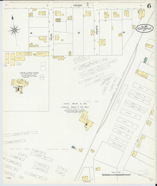 Sanborn Fire Insurance Map from Scottsville, Allen County, Kentucky (1908), Sheet #0006 - Historic Sanborn Fire Insurance Map Print, vintage old map wall art, antique decor, genealogy gift, Kentucky Kentucky map