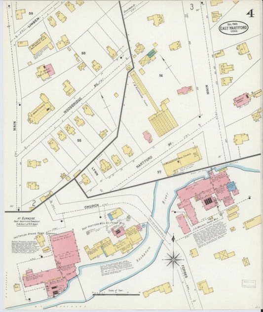 Sanborn Fire Insurance Map from East Hartford, Hartford County, Connecticut (1903), Sheet #0004 - Historic Sanborn Fire Insurance Map Print, vintage old map wall art, antique decor, genealogy gift, Connecticut Connecticut map