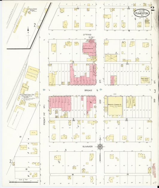 Sanborn Fire Insurance Map from Humeston, Wayne County, Iowa (1913), Sheet #0002 - Historic Sanborn Fire Insurance Map Print, vintage old map wall art