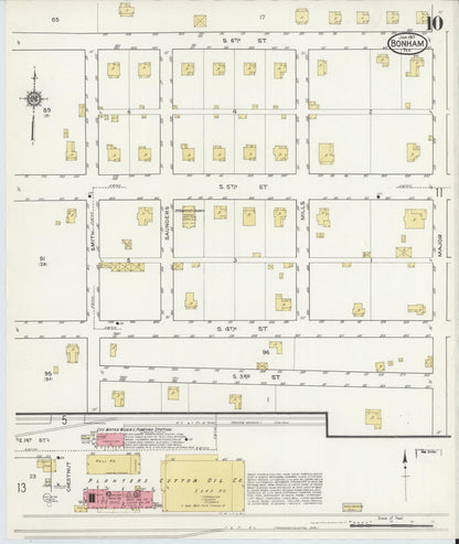 Sanborn Fire Insurance Map from Bonham, Fannin County, Texas (1917), Sheet #0010 - Complete Map Set gallery image, historic Sanborn map, vintage wall art, Texas Texas