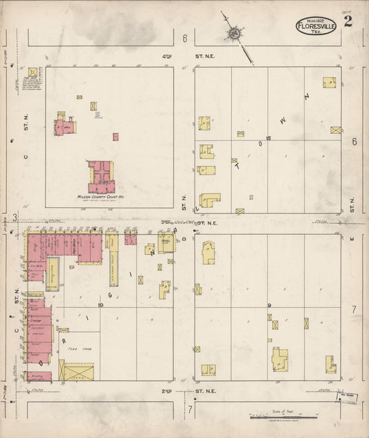 Sanborn Fire Insurance Map from Floresville, Wilson County, Texas (1922), Sheet #0002 - Historic Sanborn Fire Insurance Map Print, vintage old map wall art, antique decor, genealogy gift, Texas Texas map