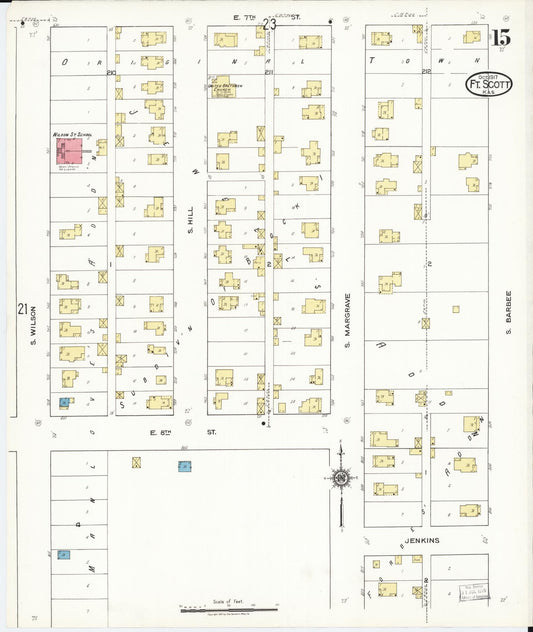Sanborn Fire Insurance Map from Fort Scott, Bourbon County, Kansas (1917), Sheet #0015 - Historic Sanborn Fire Insurance Map Print, vintage old map wall art, antique decor, genealogy gift, Kansas Kansas map