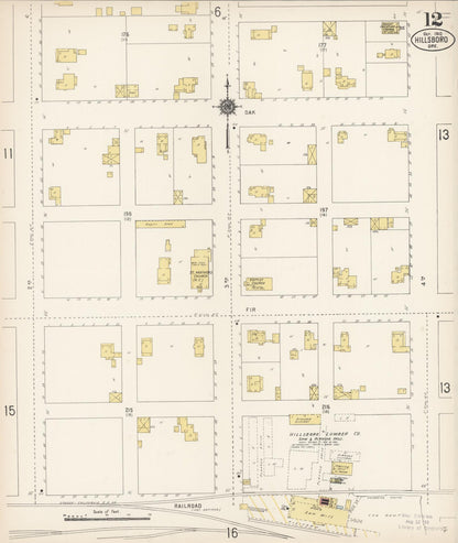 Sanborn Fire Insurance Map from Hillsboro, Washington County, Oregon (1912), Sheet #0012 - Complete Map Set gallery image, historic Sanborn map, vintage wall art, Oregon Oregon