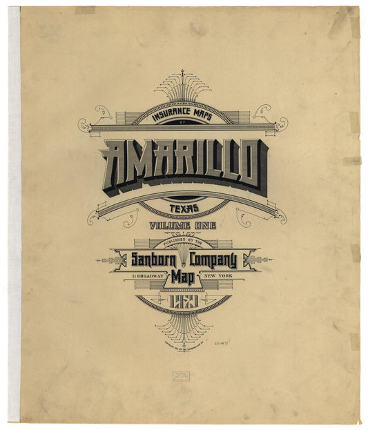 Sanborn Fire Insurance Map from Amarillo, Potter County, Texas (1921), Sheet #0001 - Historic Sanborn Fire Insurance Map Print, vintage old map wall art, antique decor, genealogy gift, Texas Texas map