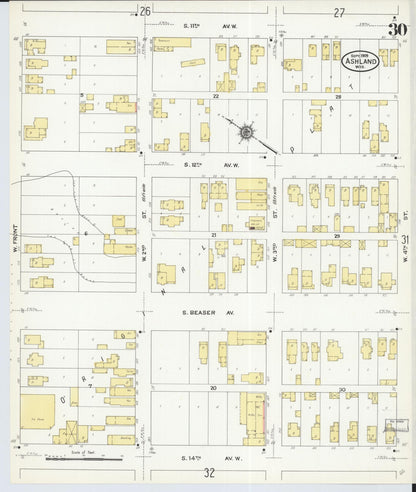 Sanborn Fire Insurance Map from Ashland, Ashland County, Wisconsin (1909), Sheet #0030 - Complete Map Set gallery image, historic Sanborn map, vintage wall art, Wisconsin Wisconsin
