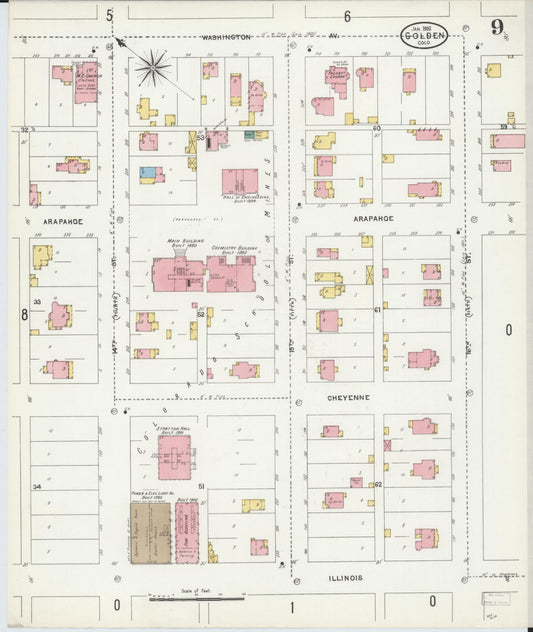 Sanborn Fire Insurance Map from Golden, Jefferson County, Colorado (1906), Sheet #0009 - Historic Sanborn Fire Insurance Map Print, vintage old map wall art, antique decor, genealogy gift, Colorado Colorado map