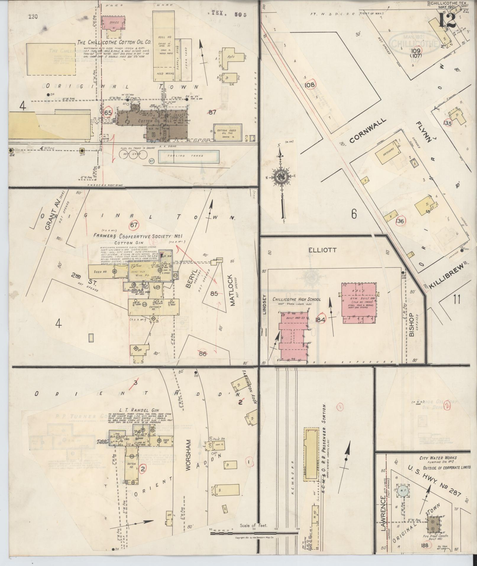 Sanborn Fire Insurance Map from Chillicothe, Hardeman County, Texas (1941), Sheet #0012 - Historic Sanborn Fire Insurance Map Print, vintage old map wall art, antique decor, genealogy gift, Texas Texas map