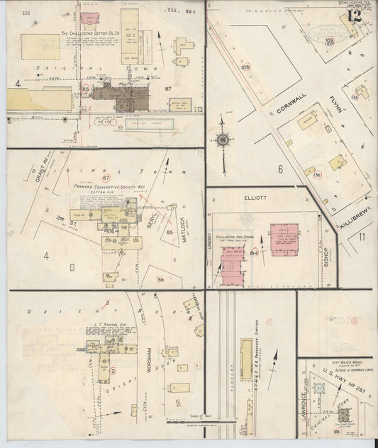 Sanborn Fire Insurance Map from Chillicothe, Hardeman County, Texas (1941), Sheet #0012 - Historic Sanborn Fire Insurance Map Print, vintage old map wall art, antique decor, genealogy gift, Texas Texas map