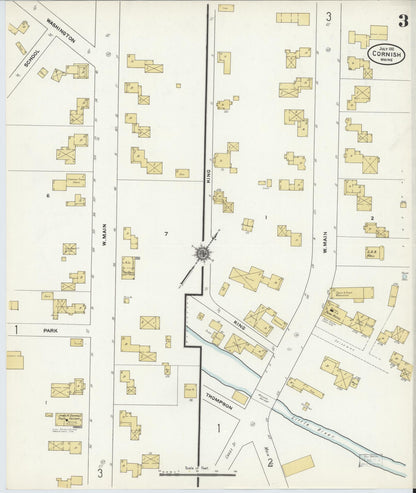 Sanborn Fire Insurance Map from Cornish, York County, Maine (1911), Sheet #0003 - Complete Map Set gallery image, historic Sanborn map, vintage wall art, Maine Maine