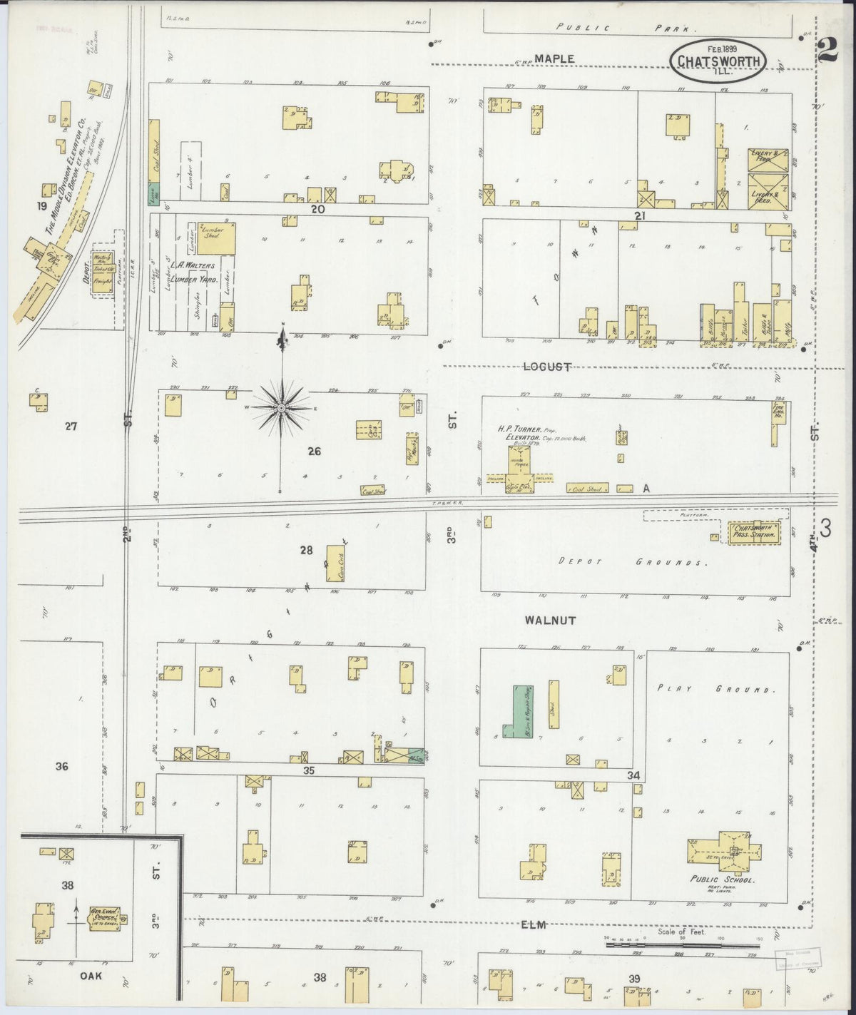 Sanborn Fire Insurance Map from Chatsworth, Livingston County, Illinois (1899), Sheet #0002 - Complete Map Set gallery image, historic Sanborn map, vintage wall art, Illinois Illinois