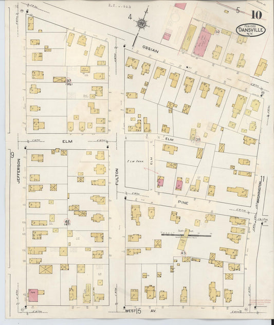 Sanborn Fire Insurance Map from Dansville, Livingston County, New York (1944), Sheet #0010 - Historic Sanborn Fire Insurance Map Print, vintage old map wall art, antique decor, genealogy gift, New York New York map
