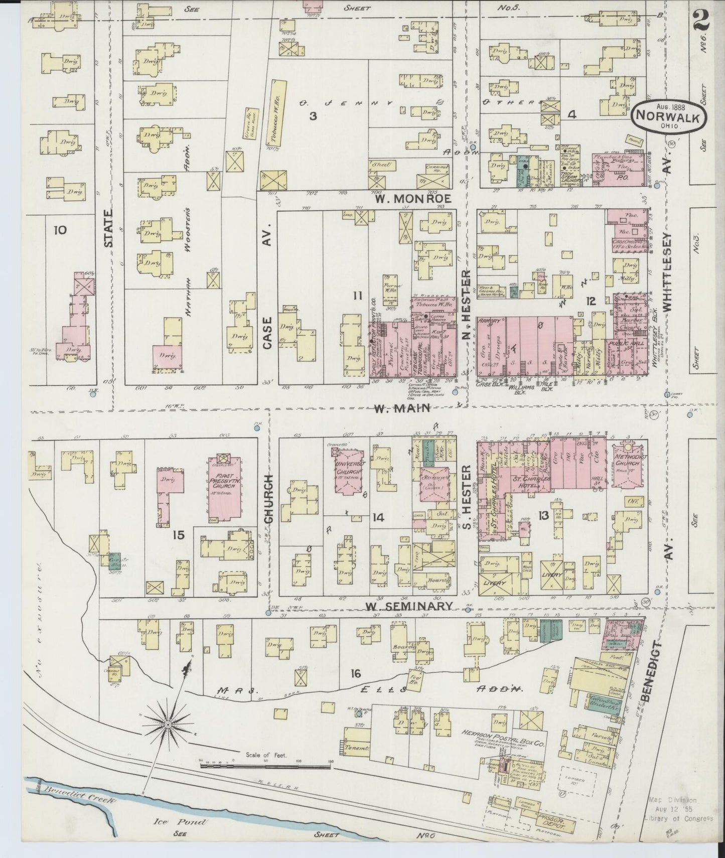 Sanborn Fire Insurance Map from Norwalk, Huron County, Ohio (1888), Sheet #0002 - Complete Map Set gallery image, historic Sanborn map, vintage wall art, Ohio Ohio