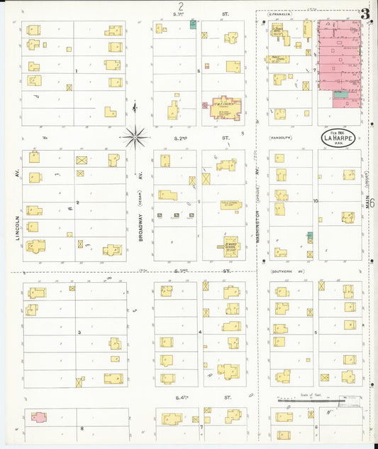 Sanborn Fire Insurance Map from La Harpe, Allen County, Kansas (1906), Sheet #0003 - Historic Sanborn Fire Insurance Map Print, vintage old map wall art, antique decor, genealogy gift, Kansas Kansas map