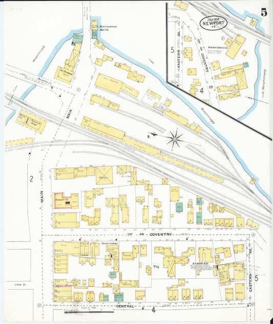Sanborn Fire Insurance Map from Newport, Orleans County, Vermont (1905), Sheet #0005 - Historic Sanborn Fire Insurance Map Print, vintage old map wall art, antique decor, genealogy gift, Vermont Vermont map