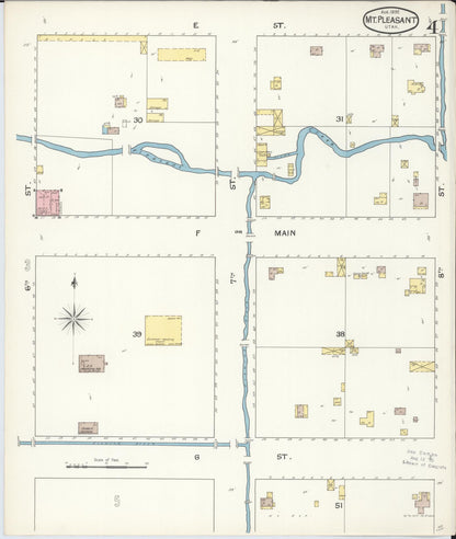 Sanborn Fire Insurance Map from Mount Pleasant, Sanpete County, Utah (1892), Sheet #0004 - Complete Map Set gallery image, historic Sanborn map, vintage wall art, Utah Utah
