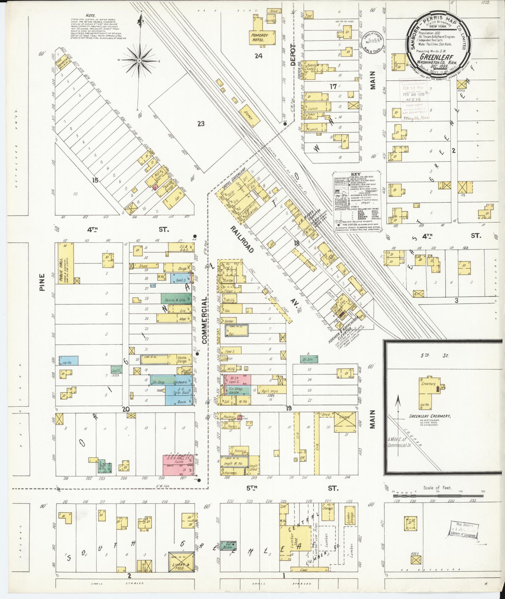 Sanborn Fire Insurance Map from Greenleaf, Washington County, Kansas (1899), Sheet #0001 - Historic Sanborn Fire Insurance Map Print, vintage old map wall art, antique decor, genealogy gift, Kansas Kansas map