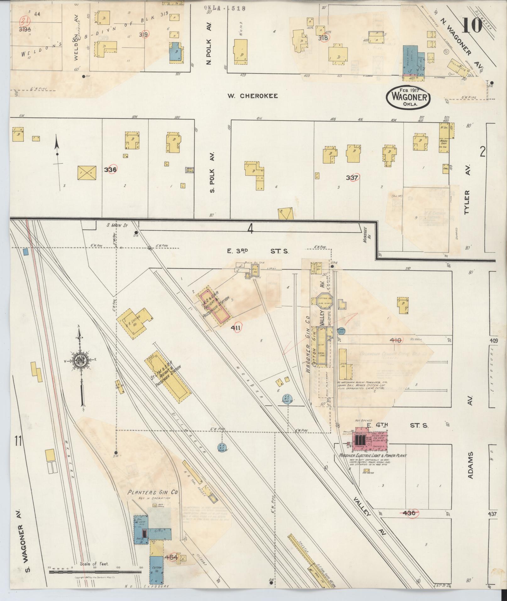 Sanborn Fire Insurance Map from Wagoner, Wagoner County, Oklahoma (1932), Sheet #0010 - Complete Map Set gallery image, historic Sanborn map, vintage wall art, Oklahoma Oklahoma
