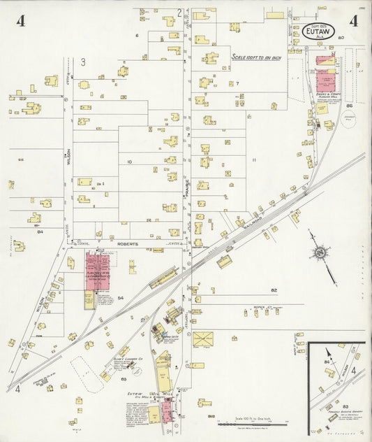 Sanborn Fire Insurance Map from Eutaw, Greene County, Alabama (1925), Sheet #0004 - Historic Sanborn Fire Insurance Map Print, vintage old map wall art, antique decor, genealogy gift, Alabama Alabama map